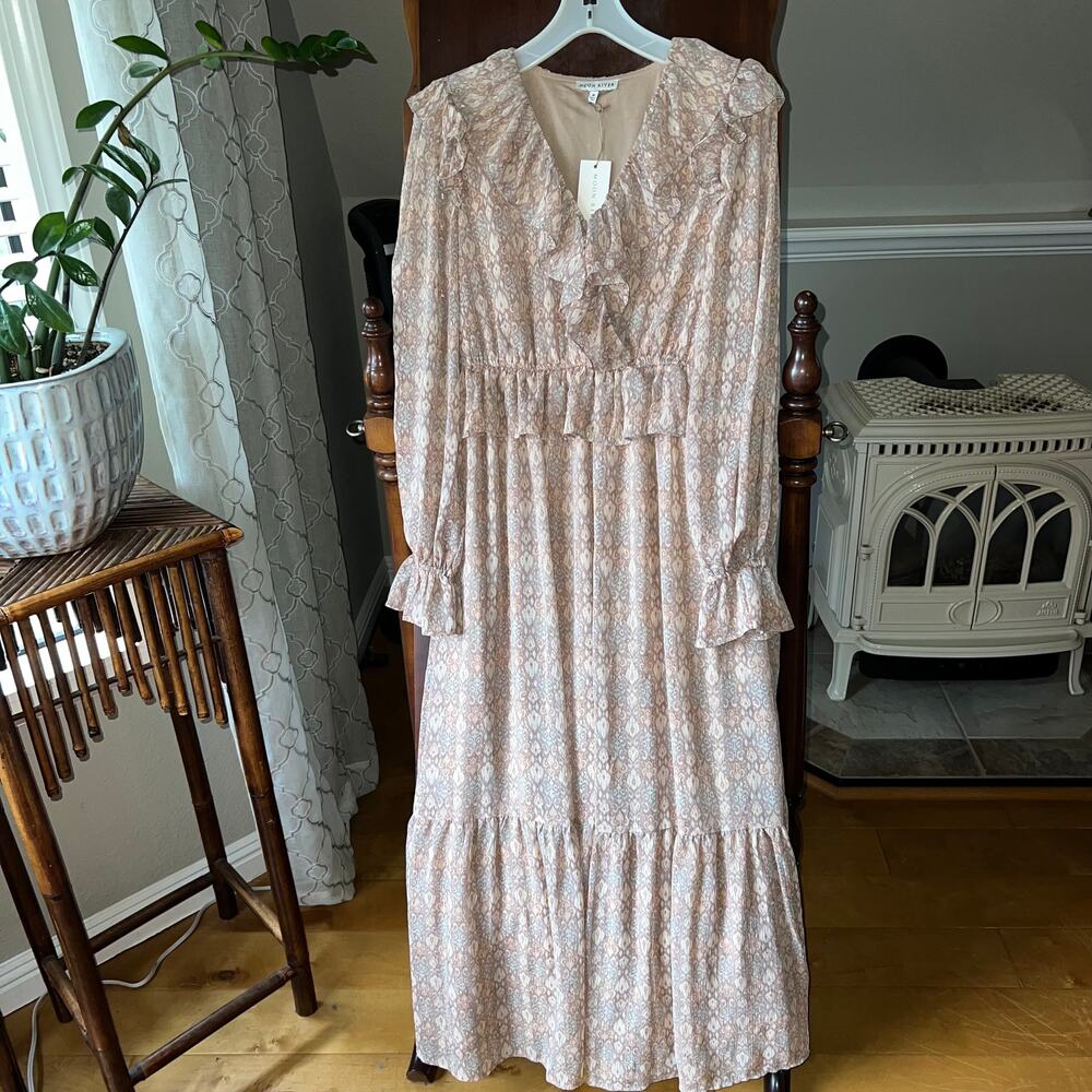 Moon River Floral Maxi Dress - Cream and Pink